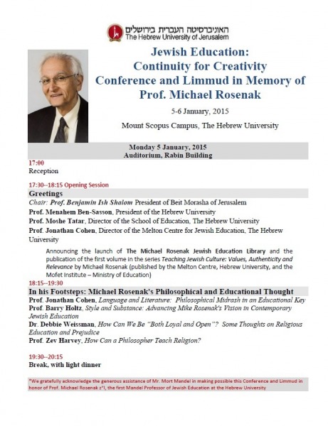 Jewish Education: Continuity for Creativity Flyer